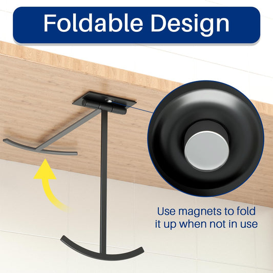 Banana Hook Under Cabinet - Adhesive Banana Hanger Under Counter, Metal Banana Holder Stand for Hanging Bananas or Kitchen Utensil, Keeps Bananas Fresh, Black, 1 Pack