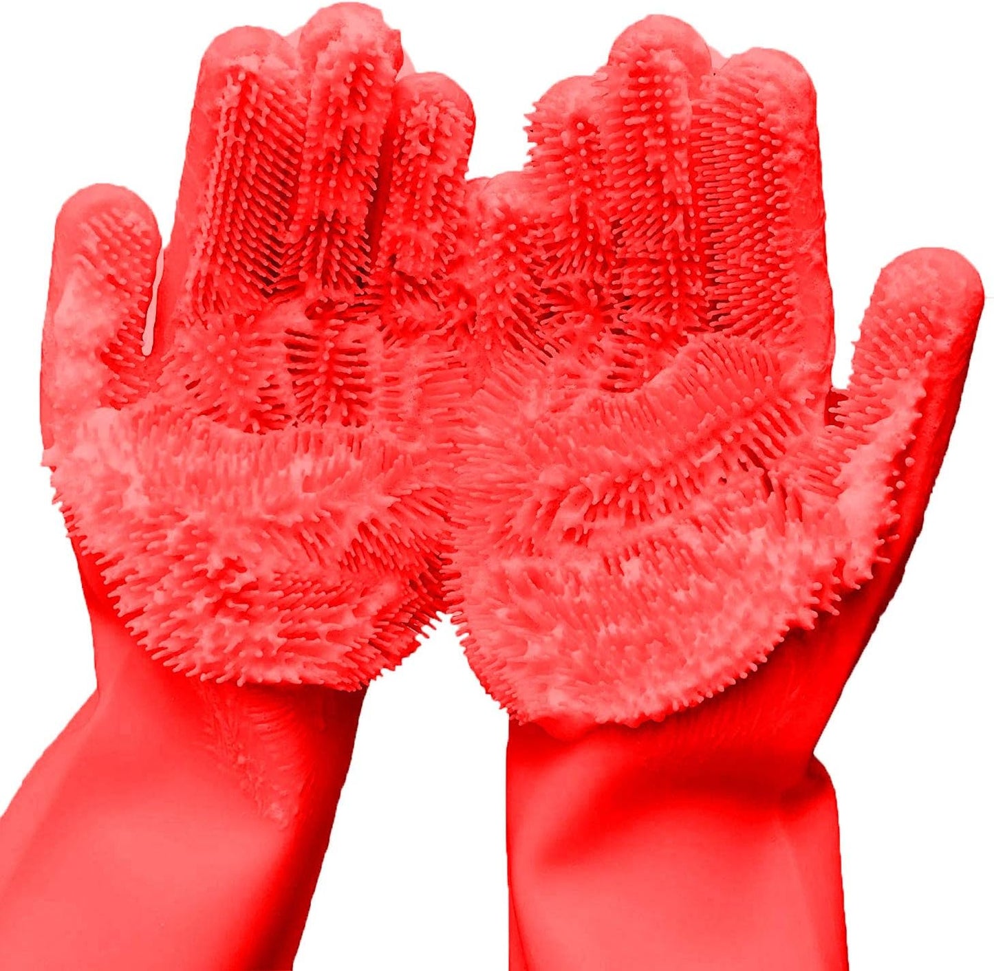 Silicone Dishwashing Gloves, Pet Grooming Rubber Scrubbing Gloves, Sponge Cleaning Brush for Housework, Cars, Dogs