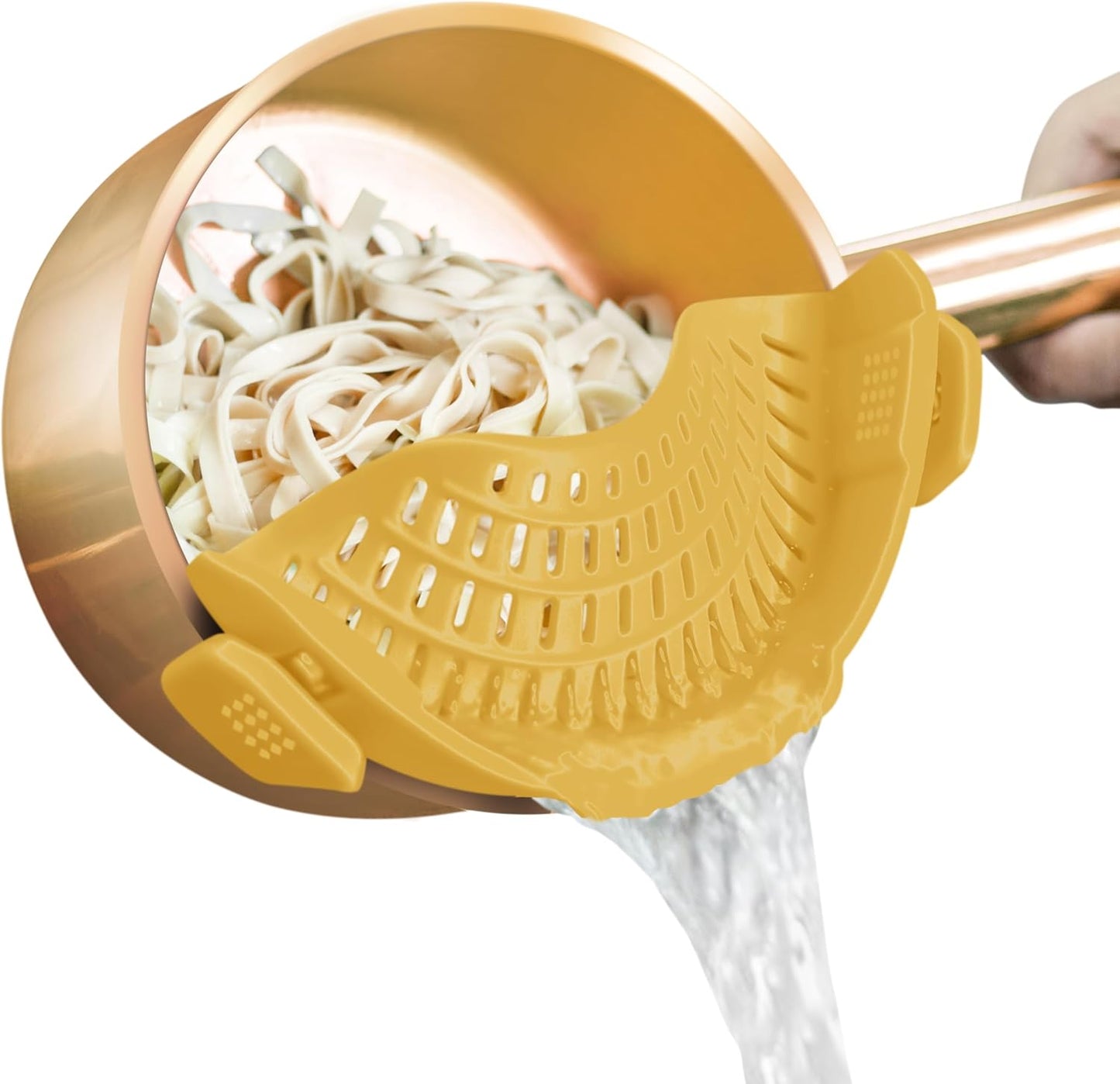 Clip On Strainer Silicone for All Pots and Pans, Pasta Strainer Clip on Food Strainer for Meat Vegetables Fruit Silicone Kitchen Colander