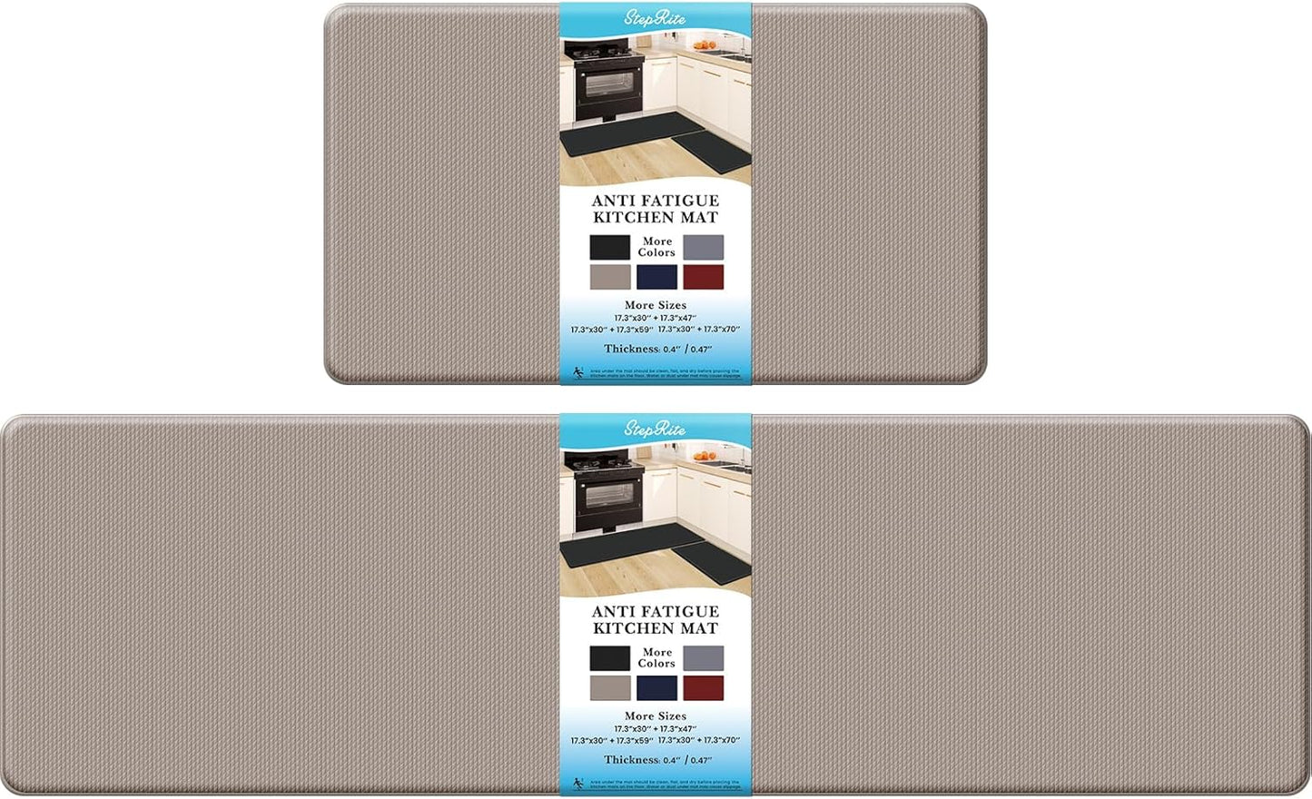 2PCS Kitchen Rugs, Cushioned Anti Fatigue Kitchen Mats for Floor, Non-Slip Standing Desk Mat, Waterproof Kitchen Rug Set for Kitchen, Floor, Office,17.3"×30"+17.3"×47",Black