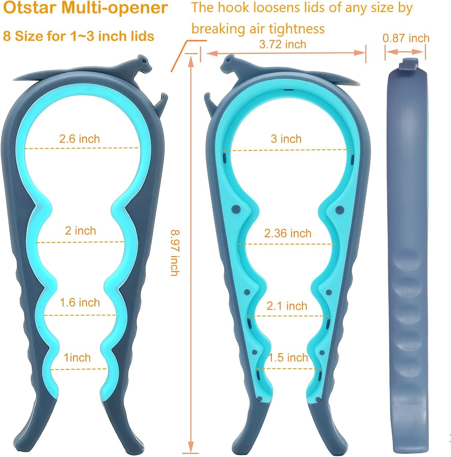 Opener Bottle Opener and Can Opener for Weak hands, Seniors with Arthritis and Anyone with Low Strength, Mutil Jar Opener Get Lids Off Easily (Blue and Grey)