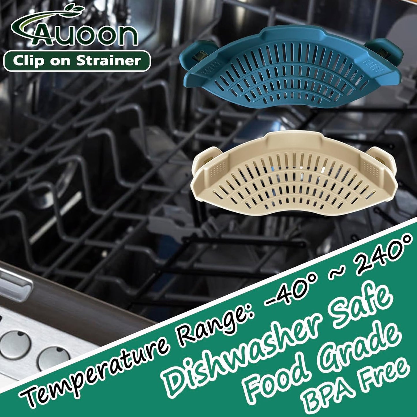 Clip On Strainer Silicone for All Pots and Pans, Pasta Strainer Clip on Food Strainer for Meat Vegetables Fruit Silicone Kitchen Colander