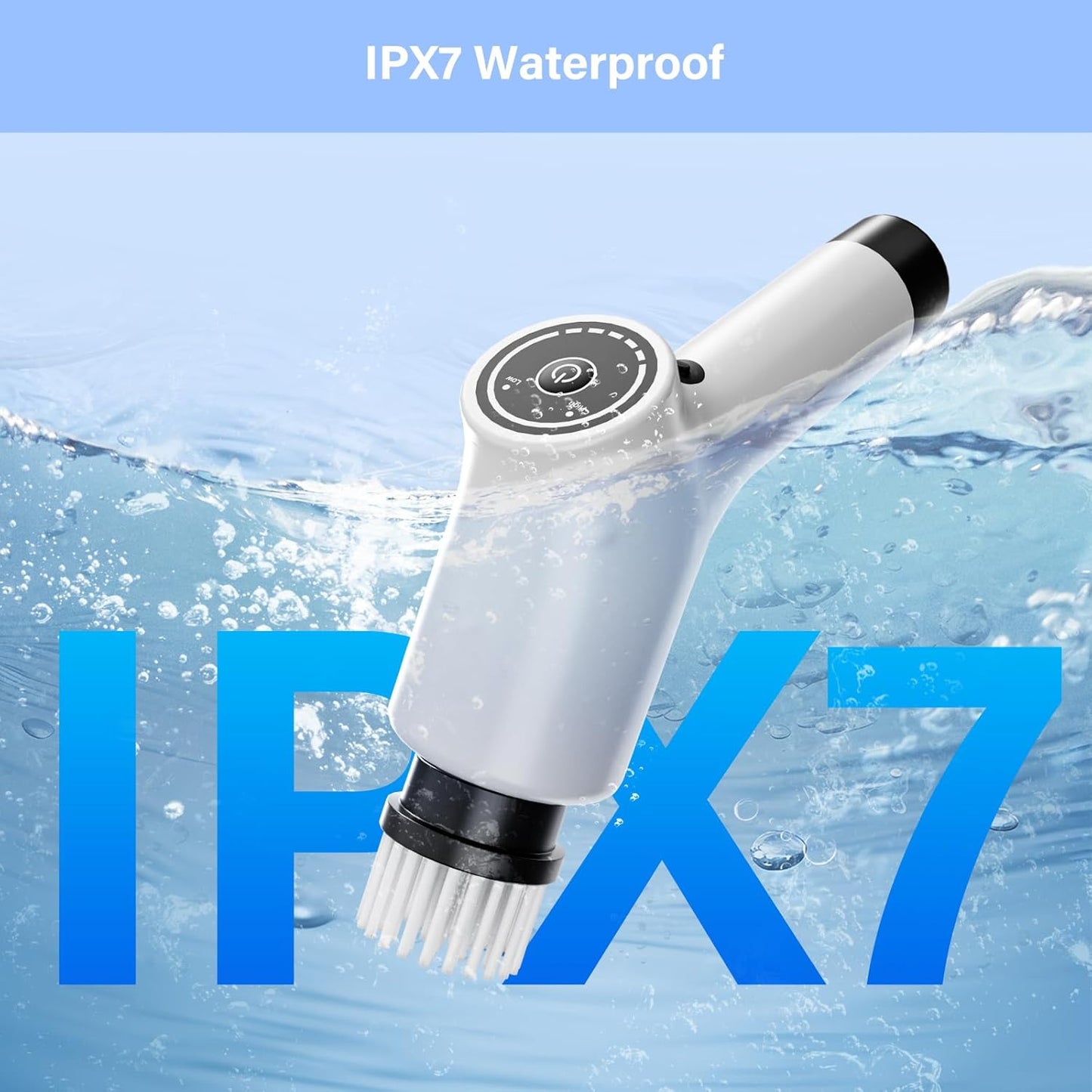 Cordless Electric Spin Scrubber, Electric Grout Cleaner with 2 Speeds, Adjustable Handle, 8 Replaceable Brush Heads, IPX7 Waterproof Electric Grout Brush for Kitchen, Bathroom, Car