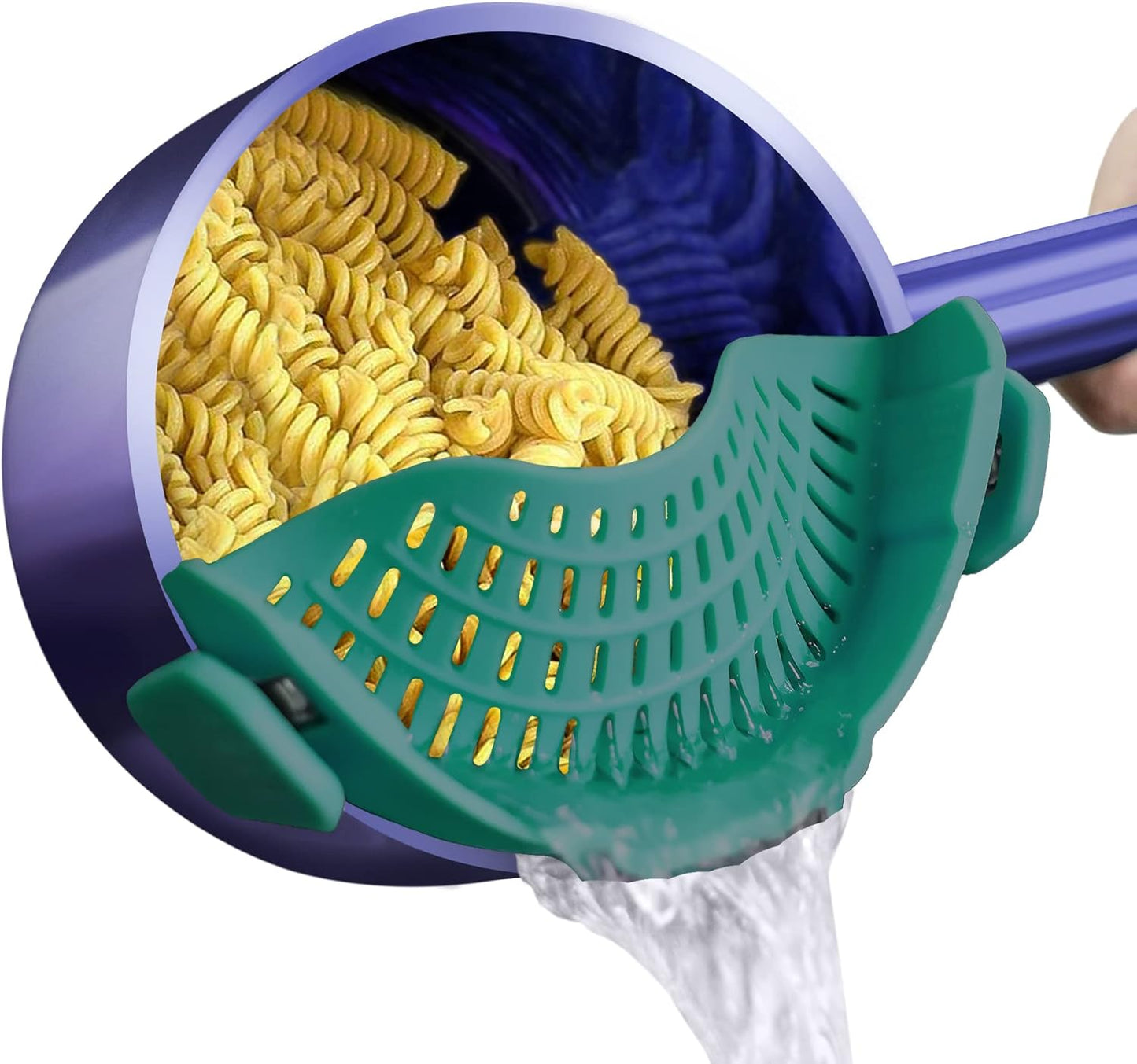 Clip On Strainer Silicone for All Pots and Pans, Pasta Strainer Clip on Food Strainer for Meat Vegetables Fruit Silicone Kitchen Colander