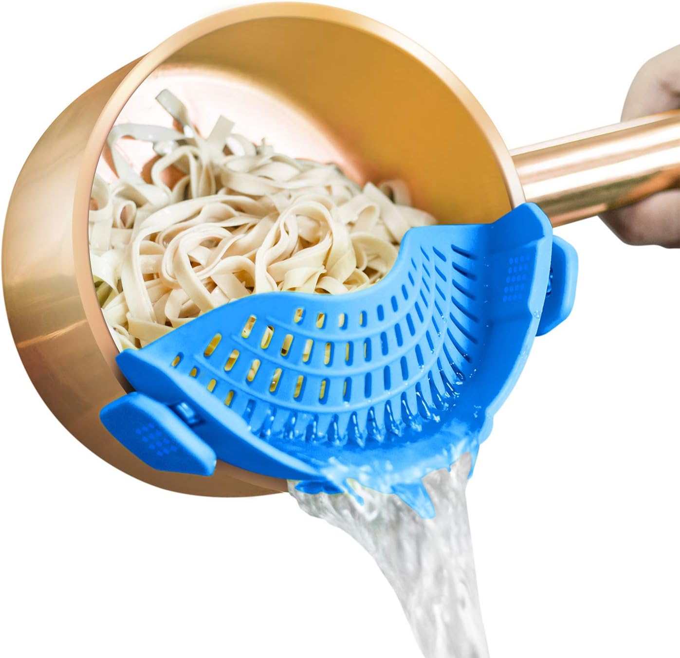 Clip On Strainer Silicone for All Pots and Pans, Pasta Strainer Clip on Food Strainer for Meat Vegetables Fruit Silicone Kitchen Colander