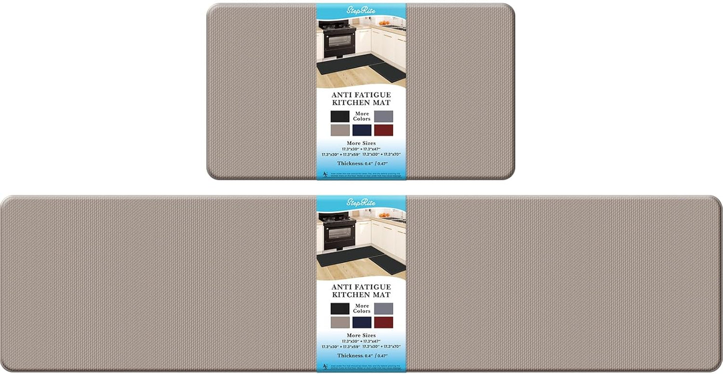 2PCS Kitchen Rugs, Cushioned Anti Fatigue Kitchen Mats for Floor, Non-Slip Standing Desk Mat, Waterproof Kitchen Rug Set for Kitchen, Floor, Office,17.3"×30"+17.3"×47",Black