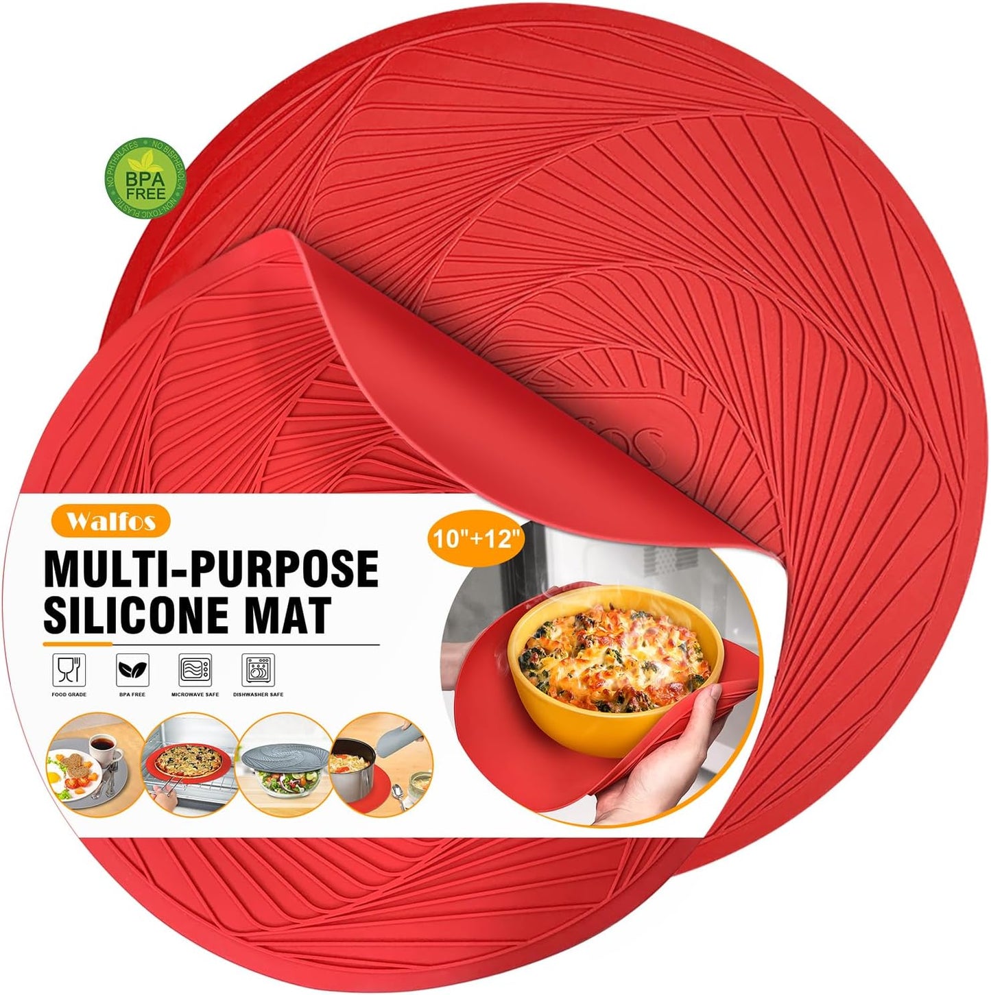 Silicone Trivet Mats - 4 Heat Resistant Pot Holders, Multipurpose Non-Slip Hot Pads for Kitchen Potholders, Hot Dishers, Jar Opener, Spoon Holder, Food Grade Silicone & BPA Free (Black)