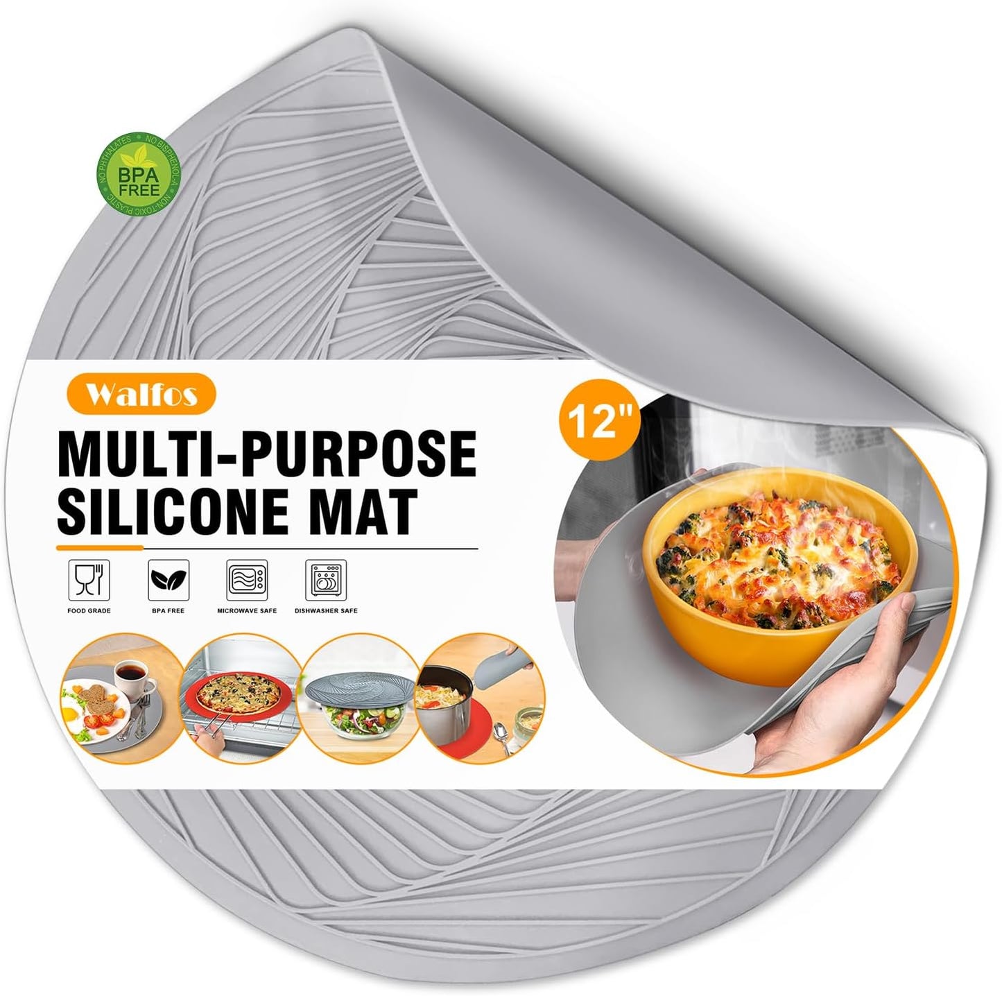 Silicone Trivet Mats - 4 Heat Resistant Pot Holders, Multipurpose Non-Slip Hot Pads for Kitchen Potholders, Hot Dishers, Jar Opener, Spoon Holder, Food Grade Silicone & BPA Free (Black)