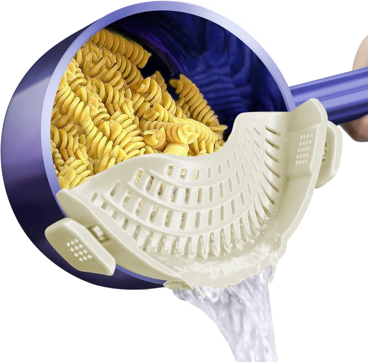 Clip On Strainer Silicone for All Pots and Pans, Pasta Strainer Clip on Food Strainer for Meat Vegetables Fruit Silicone Kitchen Colander
