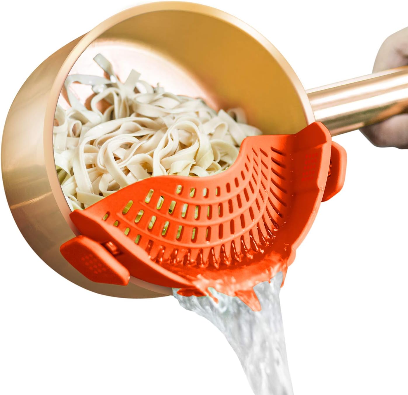 Clip On Strainer Silicone for All Pots and Pans, Pasta Strainer Clip on Food Strainer for Meat Vegetables Fruit Silicone Kitchen Colander