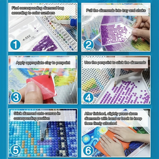 Diamond Painting Kit, Round Diamonds, Cartoon Animal Design, Embroidery Cross-Stitch Art, Diamond Painting, Perfect Decoration for Home Living Room, Bedroom, And Office.