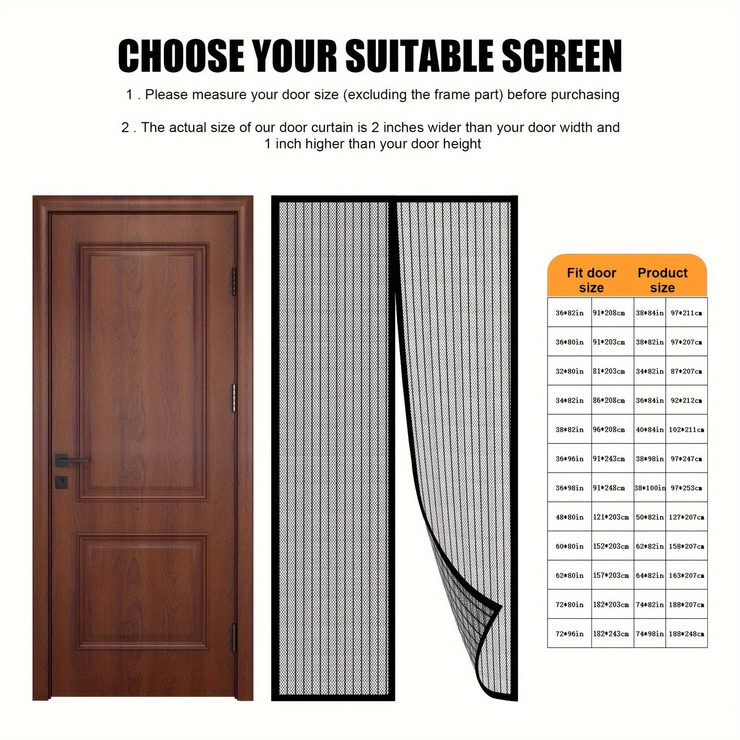 Magnetic Screen Door - Self Sealing, Heavy Duty, Hands Free Mesh Partition Keeps Bugs Out
