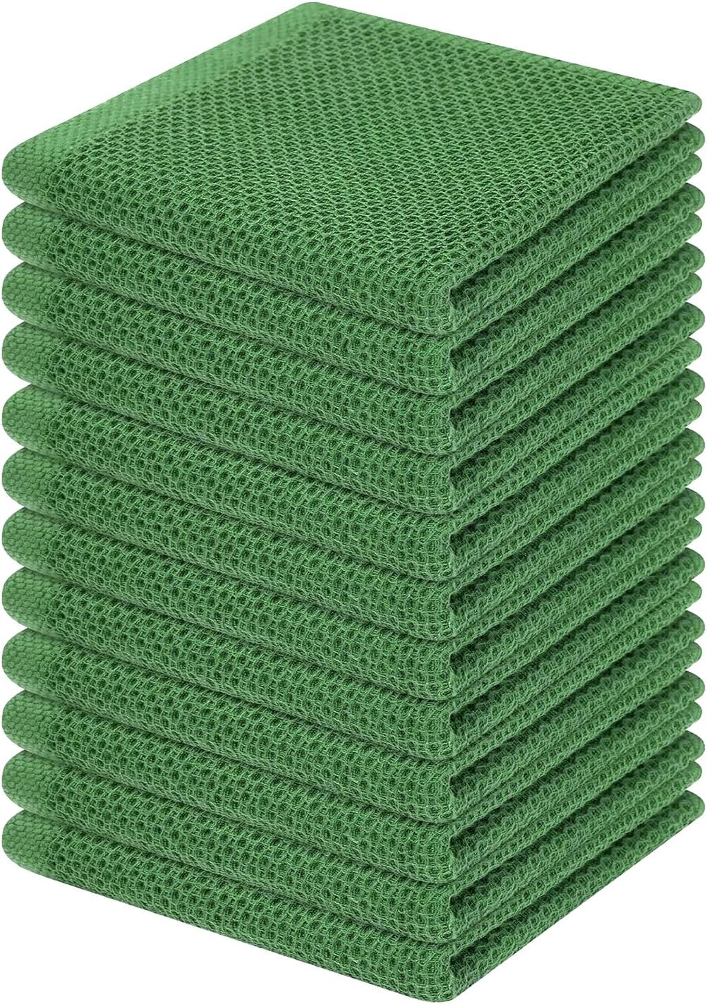 100% Cotton Waffle Weave Kitchen Dish Cloths, Ultra Soft Absorbent Quick Drying Dish Towels, 12 x 12 Inches, 6-Pack, Dark Grey