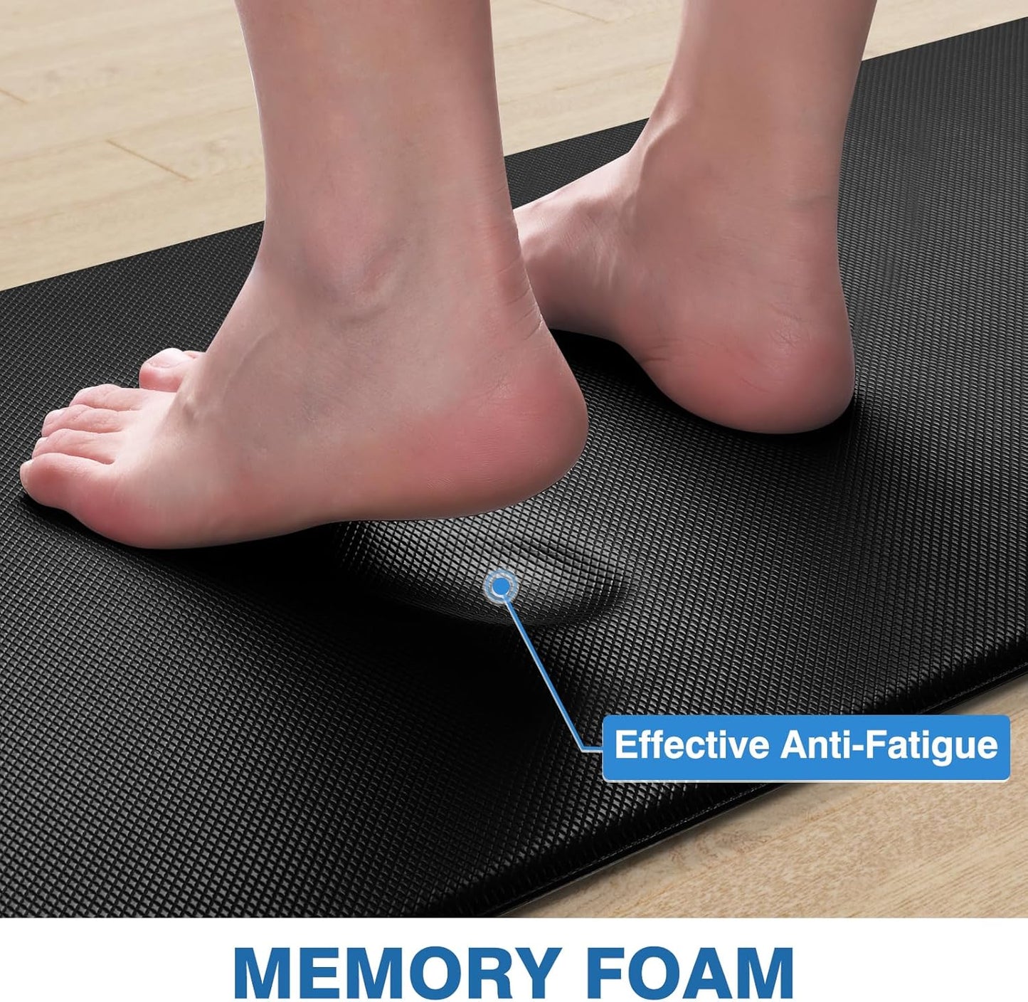 2PCS Kitchen Rugs, Cushioned Anti Fatigue Kitchen Mats for Floor, Non-Slip Standing Desk Mat, Waterproof Kitchen Rug Set for Kitchen, Floor, Office,17.3"×30"+17.3"×47",Black