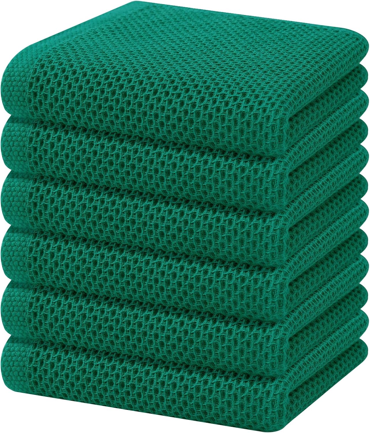 100% Cotton Waffle Weave Kitchen Dish Cloths, Ultra Soft Absorbent Quick Drying Dish Towels, 12 x 12 Inches, 6-Pack, Dark Grey