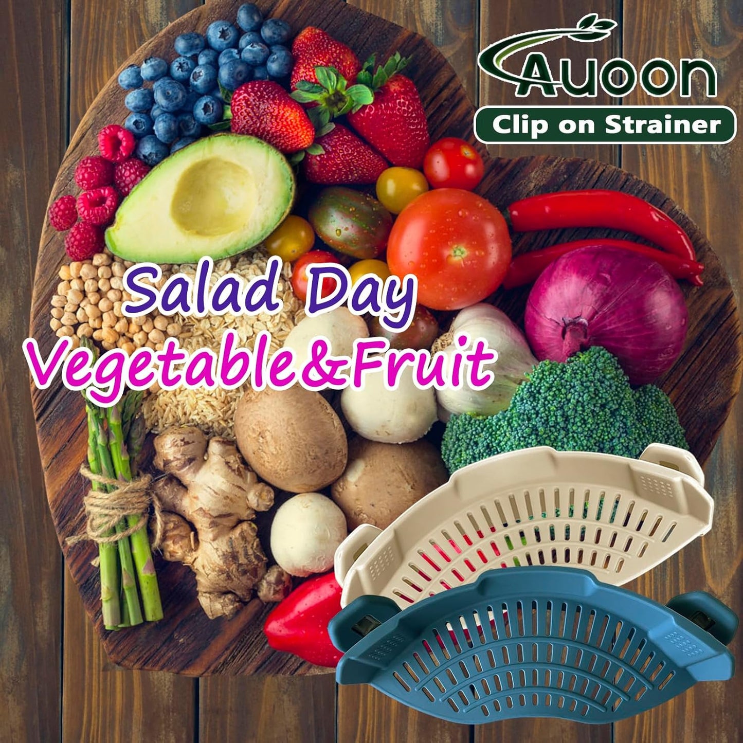 Clip On Strainer Silicone for All Pots and Pans, Pasta Strainer Clip on Food Strainer for Meat Vegetables Fruit Silicone Kitchen Colander
