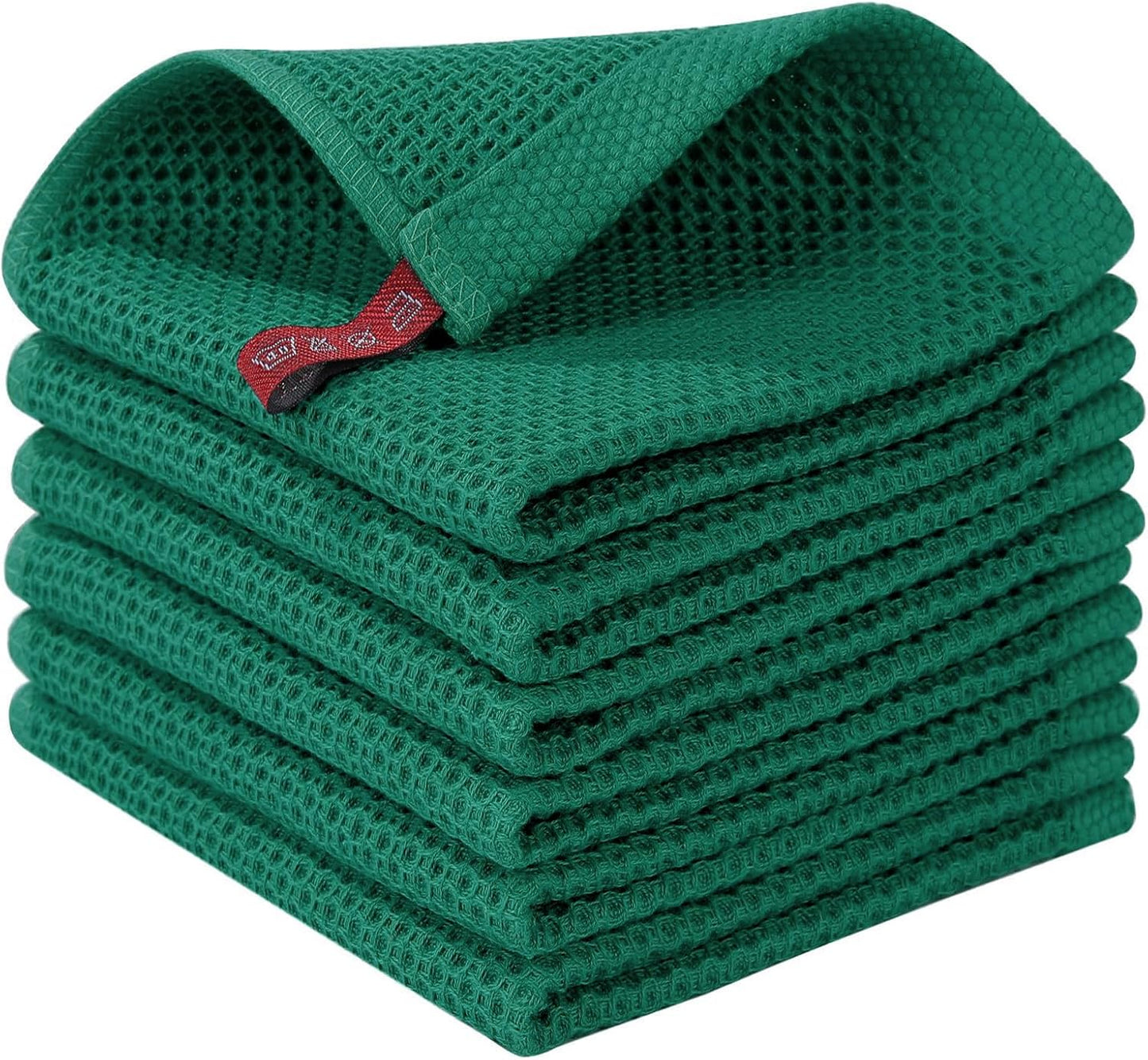 100% Cotton Waffle Weave Kitchen Dish Cloths, Ultra Soft Absorbent Quick Drying Dish Towels, 12 x 12 Inches, 6-Pack, Dark Grey