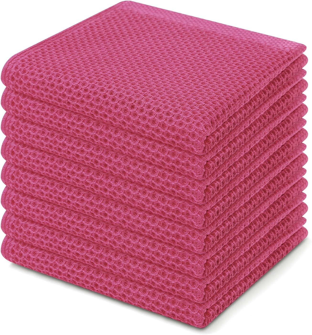 100% Cotton Waffle Weave Kitchen Dish Cloths, Ultra Soft Absorbent Quick Drying Dish Towels, 12 x 12 Inches, 6-Pack, Dark Grey