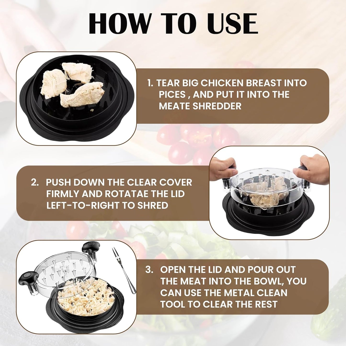 Chicken Shredder Tool Twist Large – Manual Meat Shredder for Chicken, Pork & Beef, BPA-Free, Chicken Breast Shredder & Food Shredder for Kitchen, Anti-Slip Ergonomic Handle, Dishwasher-Safe –10 Inch