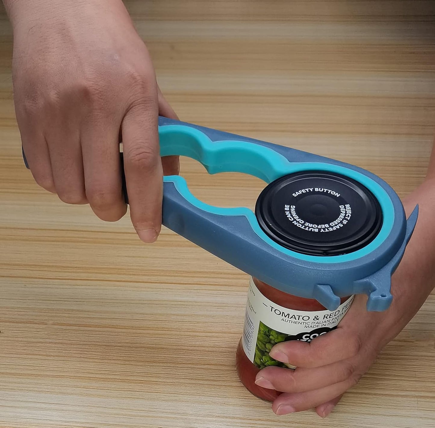 Opener Bottle Opener and Can Opener for Weak hands, Seniors with Arthritis and Anyone with Low Strength, Mutil Jar Opener Get Lids Off Easily (Blue and Grey)