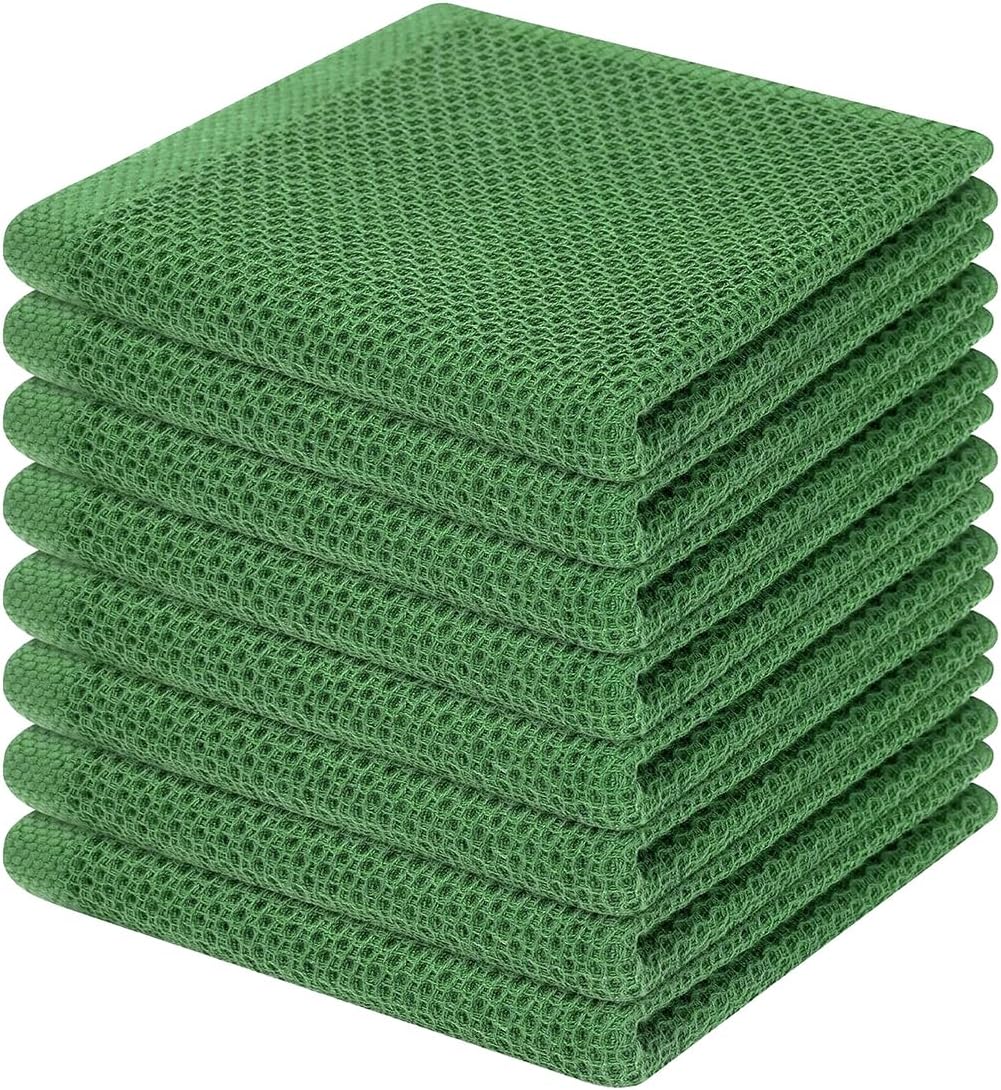 100% Cotton Waffle Weave Kitchen Dish Cloths, Ultra Soft Absorbent Quick Drying Dish Towels, 12 x 12 Inches, 6-Pack, Dark Grey