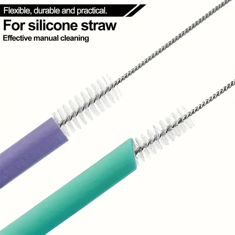 5/10pcs, Extra Long Stainless Steel Pipe Cleaning Brush - for Water Bottles, Keyboards, Small Pipes, Mini Micro Bottles, Gap Brushes, Soft Hair Straw Brushes, Essential Cleaning Accessories