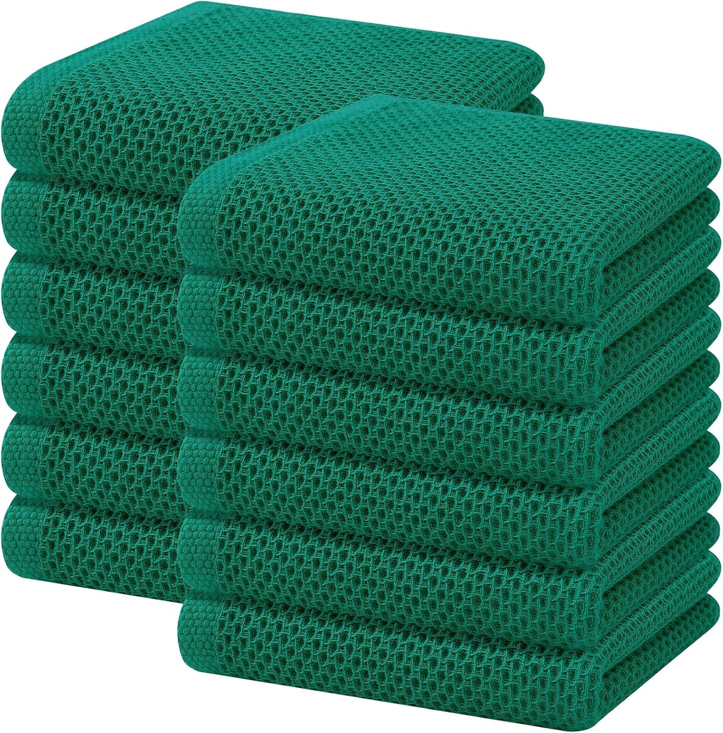100% Cotton Waffle Weave Kitchen Dish Cloths, Ultra Soft Absorbent Quick Drying Dish Towels, 12 x 12 Inches, 6-Pack, Dark Grey