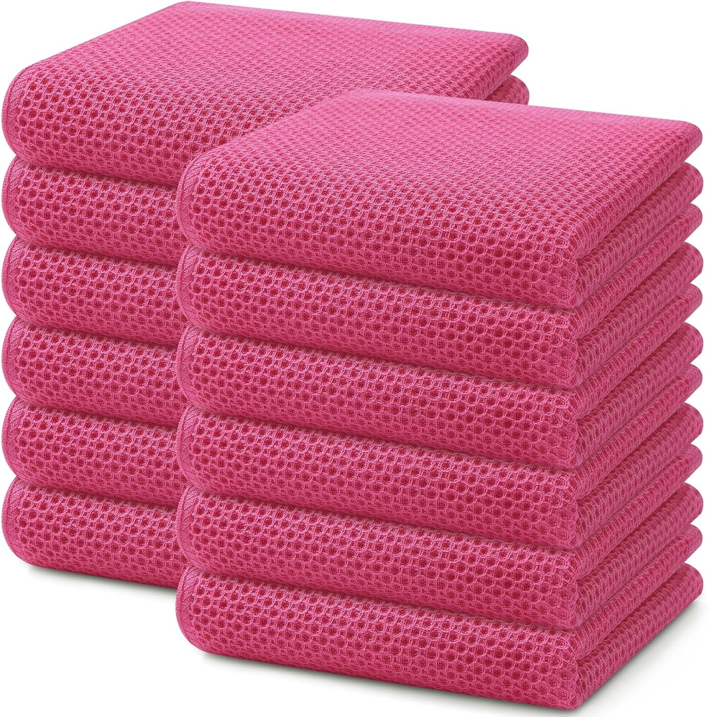 100% Cotton Waffle Weave Kitchen Dish Cloths, Ultra Soft Absorbent Quick Drying Dish Towels, 12 x 12 Inches, 6-Pack, Dark Grey
