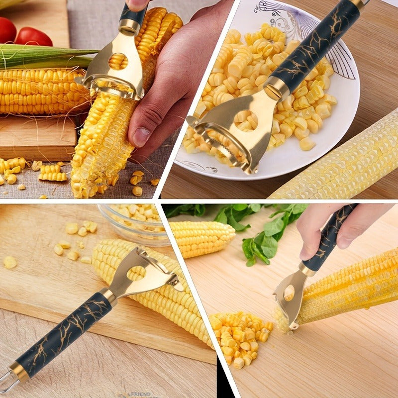 Stainless Steel Corn Peeler - Kitchen Corn Scraper Cutter, Corn Shelling Tool, Reusable Corn Cob Peeler with Thresher, Efficient Peeling, Durable Thresher, Fruit and Vegetable Tools Cooking Tools Kitchen Accessories