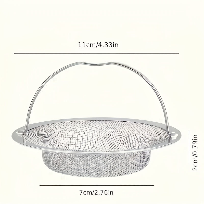 1pc Stainless Steel Sink Strainer With Handle - Metal Drain Stopper & Hair Catcher - Clog Prevention Filter For Kitchen & Bathroom