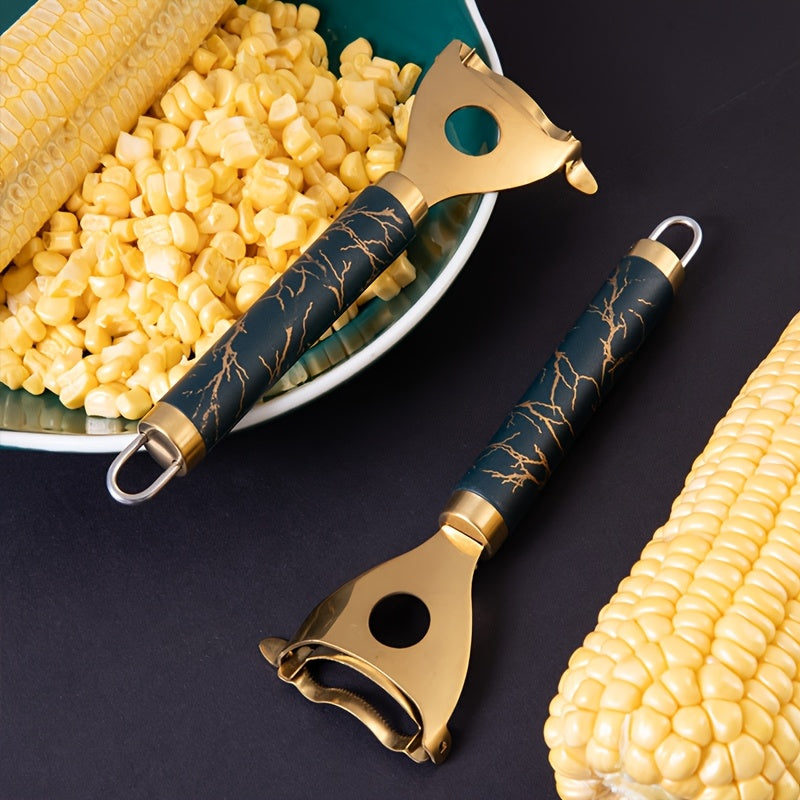 Stainless Steel Corn Peeler - Kitchen Corn Scraper Cutter, Corn Shelling Tool, Reusable Corn Cob Peeler with Thresher, Efficient Peeling, Durable Thresher, Fruit and Vegetable Tools Cooking Tools Kitchen Accessories