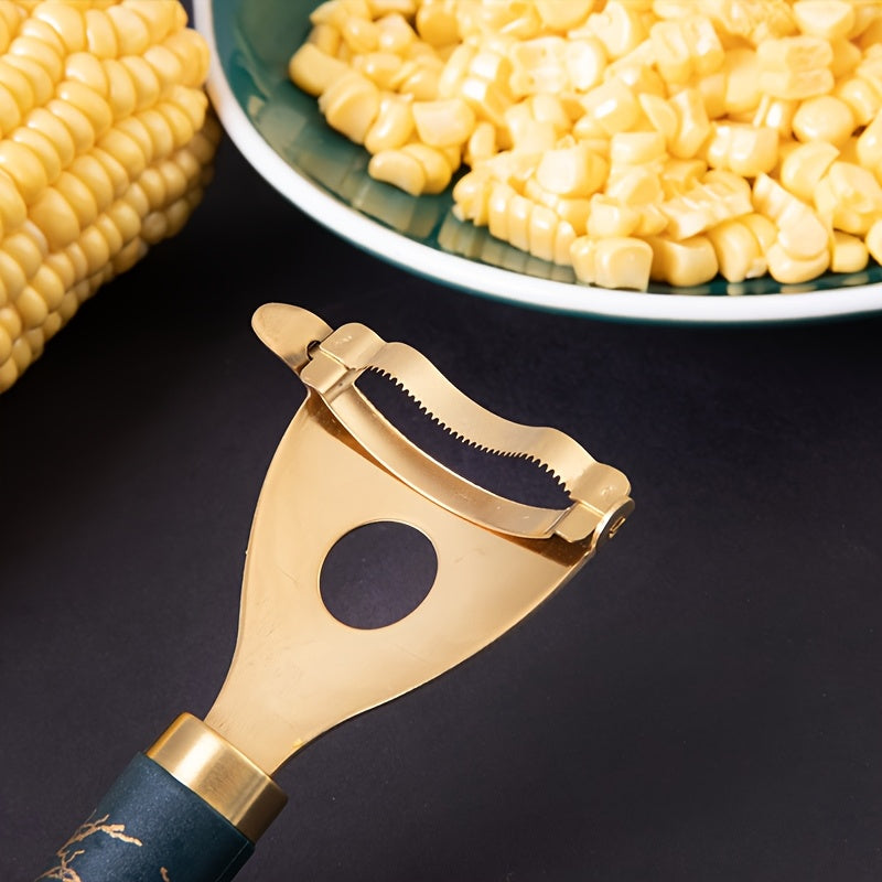 Stainless Steel Corn Peeler - Kitchen Corn Scraper Cutter, Corn Shelling Tool, Reusable Corn Cob Peeler with Thresher, Efficient Peeling, Durable Thresher, Fruit and Vegetable Tools Cooking Tools Kitchen Accessories
