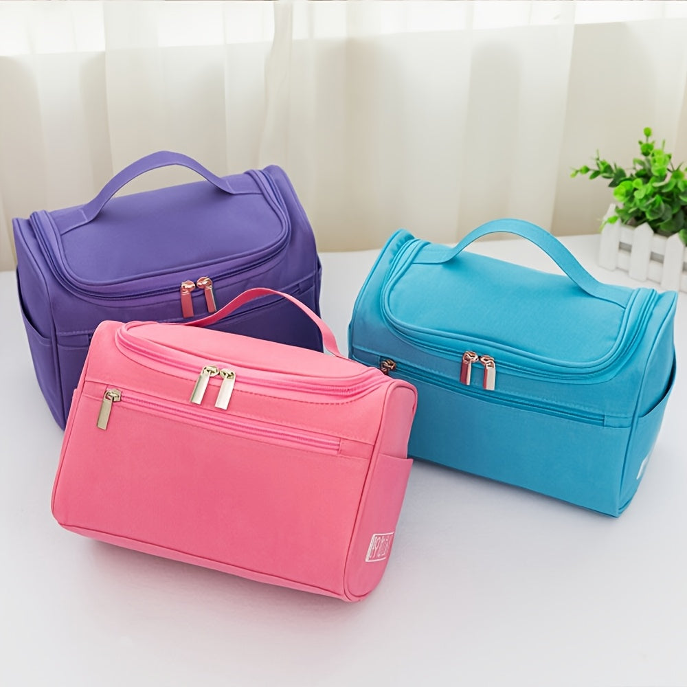 Large Capacity Travel Toiletry Bag - Multifunctional Cosmetic Organizer with Zipper for Men & Women, Durable Oxford Fabric