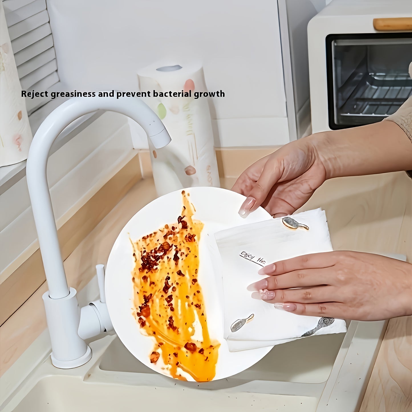 50/100/200/400pcs Disposable cleaning wipes - Non-woven PET fabric kitchen towels, random patterned, reusable household lazy cloth