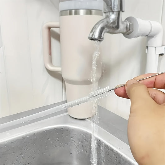 5/10pcs, Extra Long Stainless Steel Pipe Cleaning Brush - for Water Bottles, Keyboards, Small Pipes, Mini Micro Bottles, Gap Brushes, Soft Hair Straw Brushes, Essential Cleaning Accessories