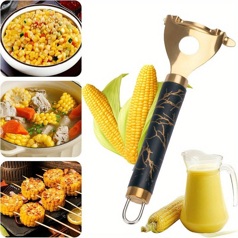 Stainless Steel Corn Peeler - Kitchen Corn Scraper Cutter, Corn Shelling Tool, Reusable Corn Cob Peeler with Thresher, Efficient Peeling, Durable Thresher, Fruit and Vegetable Tools Cooking Tools Kitchen Accessories