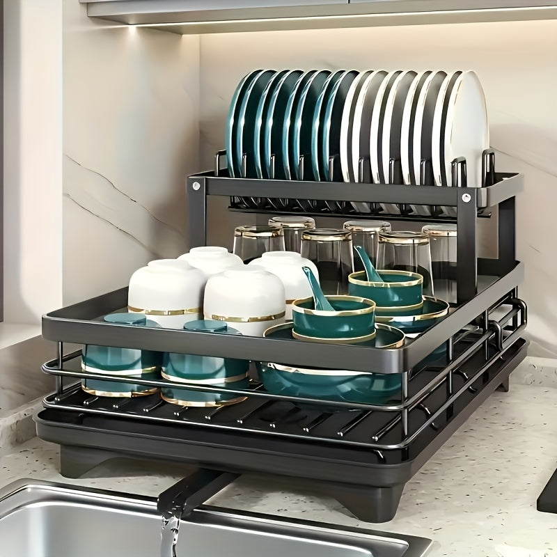 Stainless Steel Dish Drying Racks With Cutlery Holder, Space-Saving, Durable Kitchen Counter Organizer For Dishes And Utensils, Multi-Compartment Design, Drying Racks Ideal For Home And Office Use