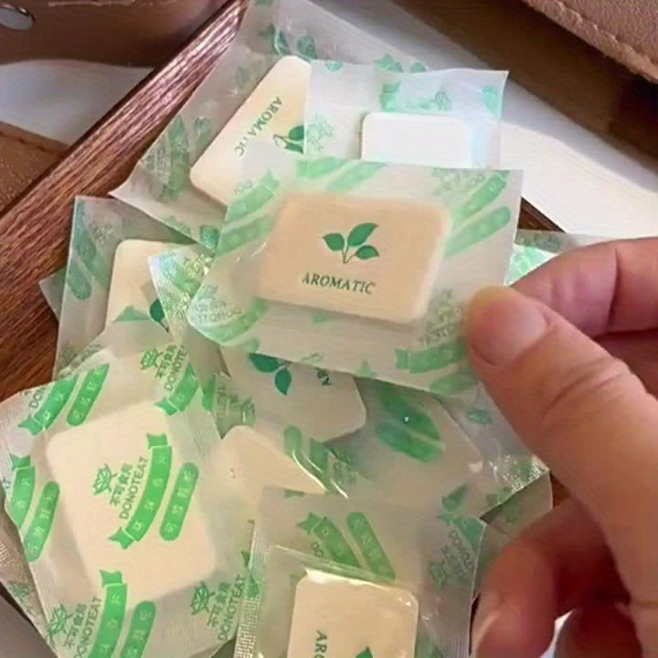 100pcs Lemon Jasmine Sachets, Fragrant Air Fresheners for Wardrobe, Car, and Room, Solid Perfume/Compressed Fragrance Tablets, Paper, Car Interior Accessories