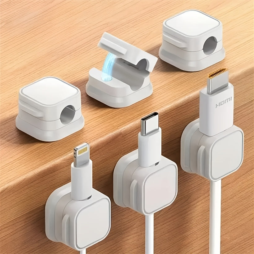 6pcs PVC Magnetic Cord Organizer Clips - Strong Adhesive, No-Drill Cable Holders for Desk & Home Office Wire Management, Multi-Use for Various Cables, Cord Holder