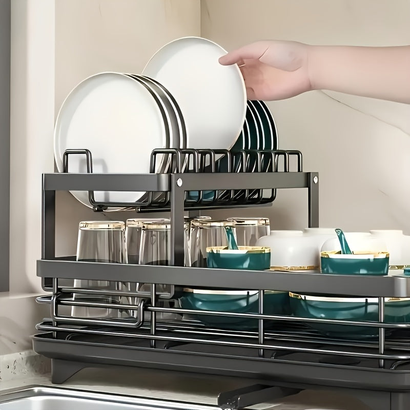 Stainless Steel Dish Drying Racks With Cutlery Holder, Space-Saving, Durable Kitchen Counter Organizer For Dishes And Utensils, Multi-Compartment Design, Drying Racks Ideal For Home And Office Use
