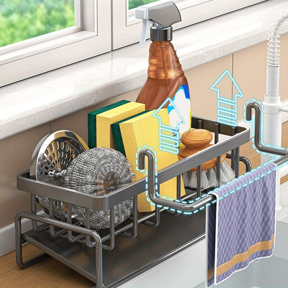 1pc Multifunctional Kitchen & Bathroom Sink Organizer, Multifunctional Drainage Rack New Multi-Layer ABS Material Rag Organizer for Outdoor Storage Boxes, Cabinets, Shelves, Buy Kitchen Supplies for Your Family