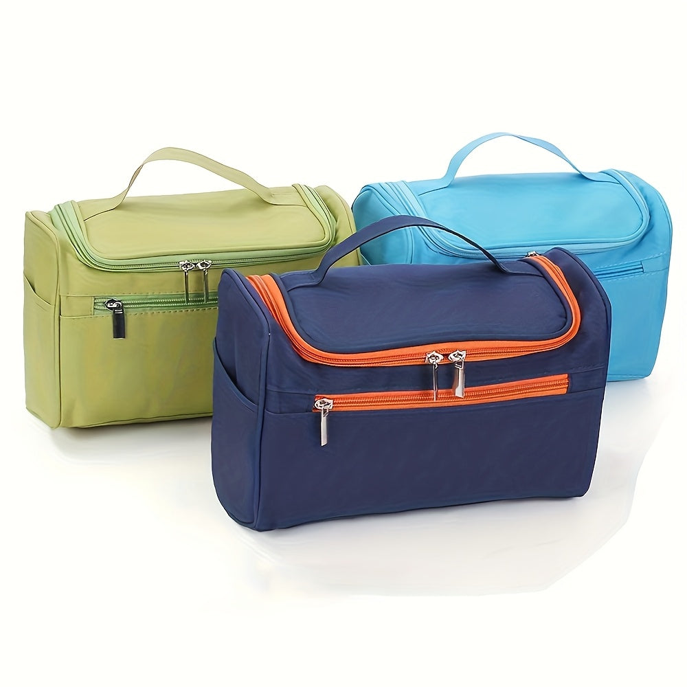 Large Capacity Travel Toiletry Bag - Multifunctional Cosmetic Organizer with Zipper for Men & Women, Durable Oxford Fabric