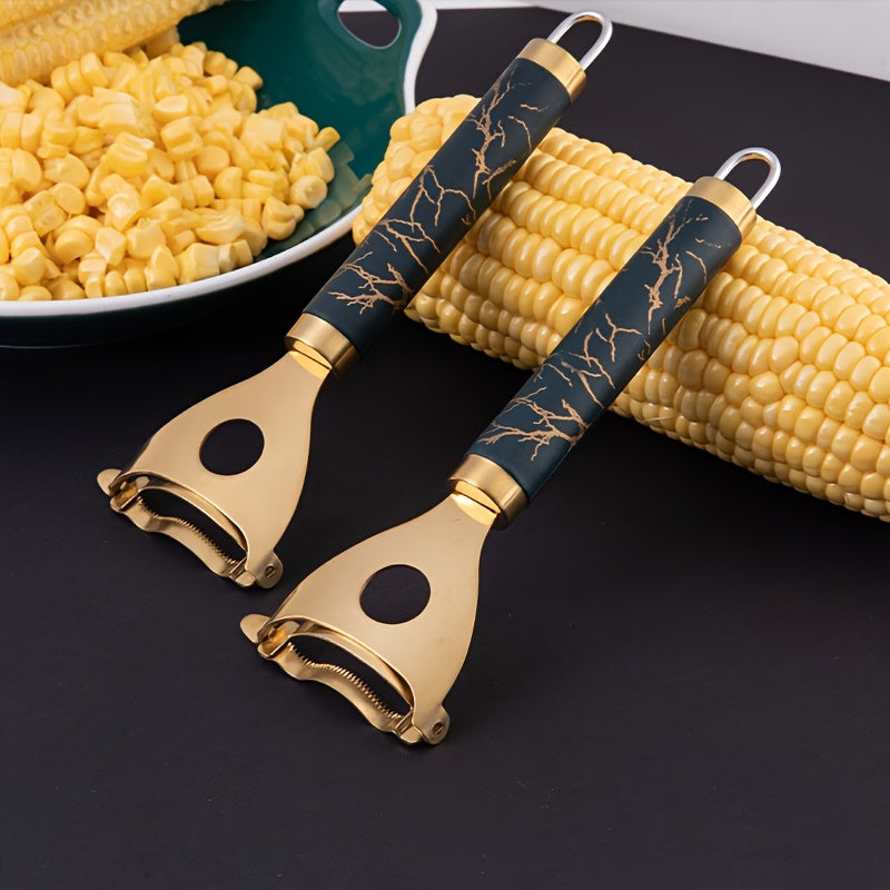 Stainless Steel Corn Peeler - Kitchen Corn Scraper Cutter, Corn Shelling Tool, Reusable Corn Cob Peeler with Thresher, Efficient Peeling, Durable Thresher, Fruit and Vegetable Tools Cooking Tools Kitchen Accessories