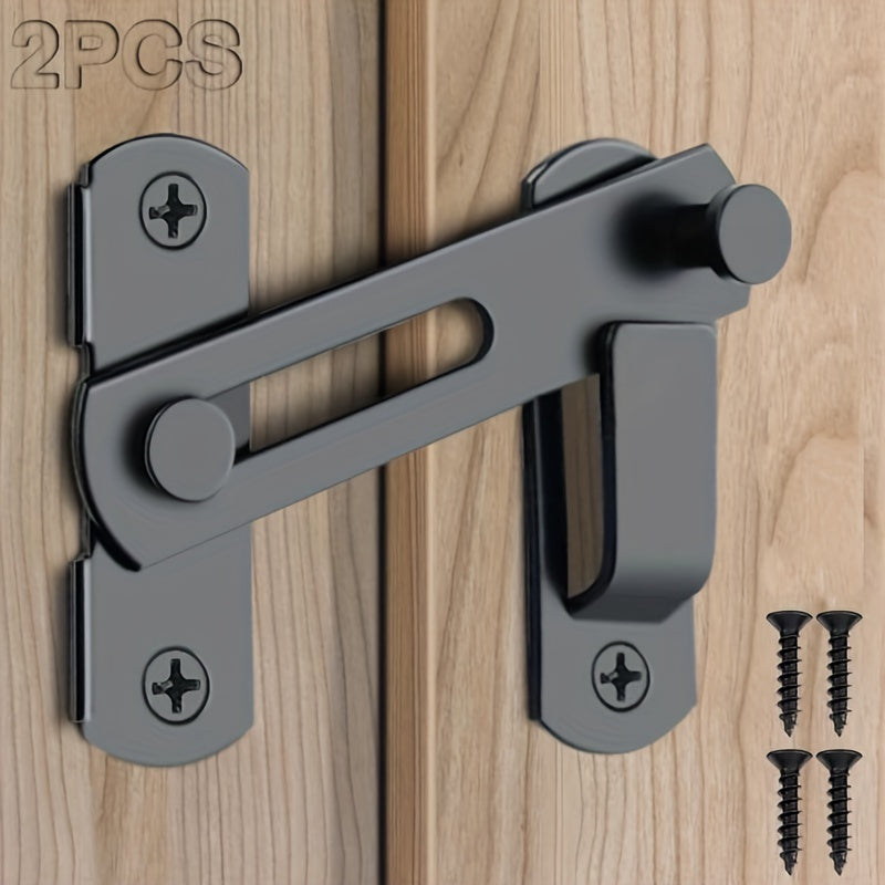 Set of 2 Stainless Steel Barn Door Locks - 180 Degree Flip And Slide Design, Durable for Pet Doors, Garages, Bathrooms, Windows, Outdoor Use, No Electricity Required, Commercial Grade, Home Security/ Security Enhancement, Suitable for Various Door Typ