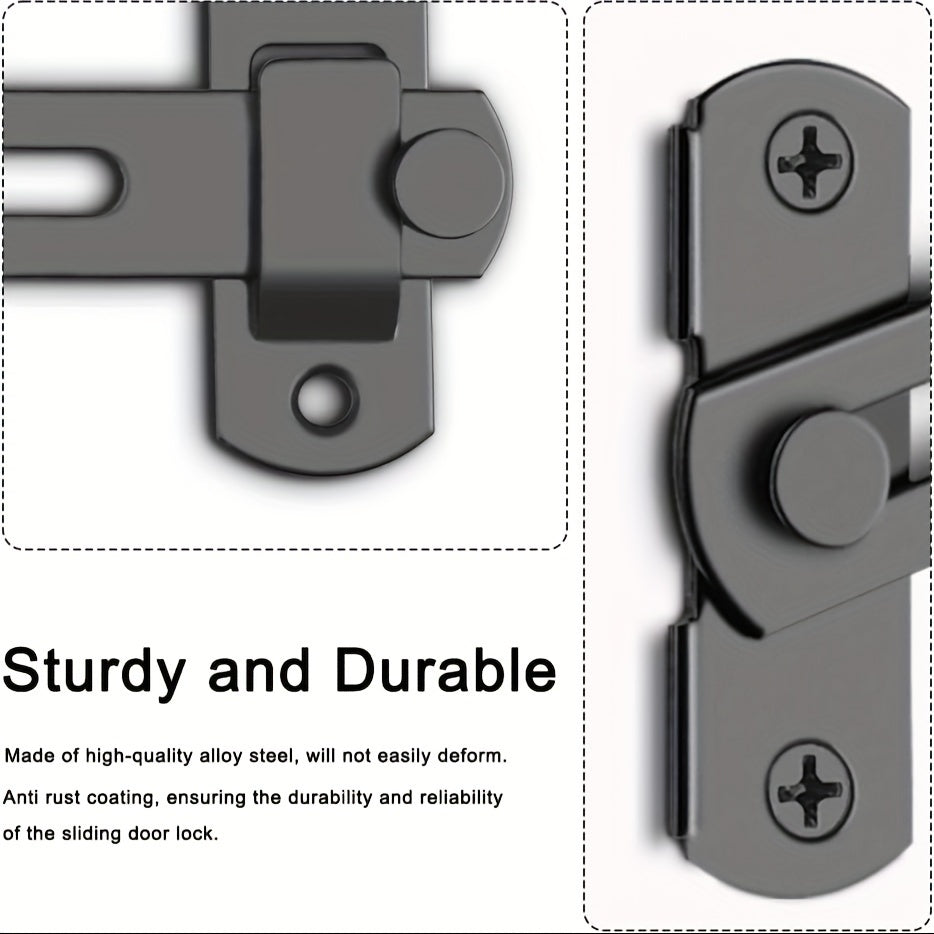 Set of 2 Stainless Steel Barn Door Locks - 180 Degree Flip And Slide Design, Durable for Pet Doors, Garages, Bathrooms, Windows, Outdoor Use, No Electricity Required, Commercial Grade, Home Security/ Security Enhancement, Suitable for Various Door Typ