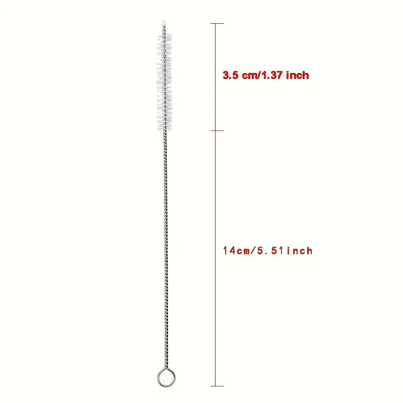 5/10pcs, Extra Long Stainless Steel Pipe Cleaning Brush - for Water Bottles, Keyboards, Small Pipes, Mini Micro Bottles, Gap Brushes, Soft Hair Straw Brushes, Essential Cleaning Accessories
