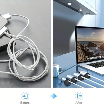 Pack of 10 Cable Clips Adhesive Wire and Cable Fixer, Wire Organizer for Desk, Cord Fixer, Bedside Table, Home and Office Adjustment Fixers, APPLE