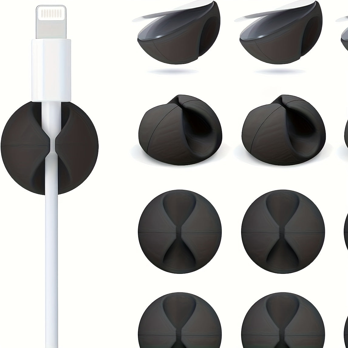 Pack of 10 Cable Clips Adhesive Wire and Cable Fixer, Wire Organizer for Desk, Cord Fixer, Bedside Table, Home and Office Adjustment Fixers, APPLE