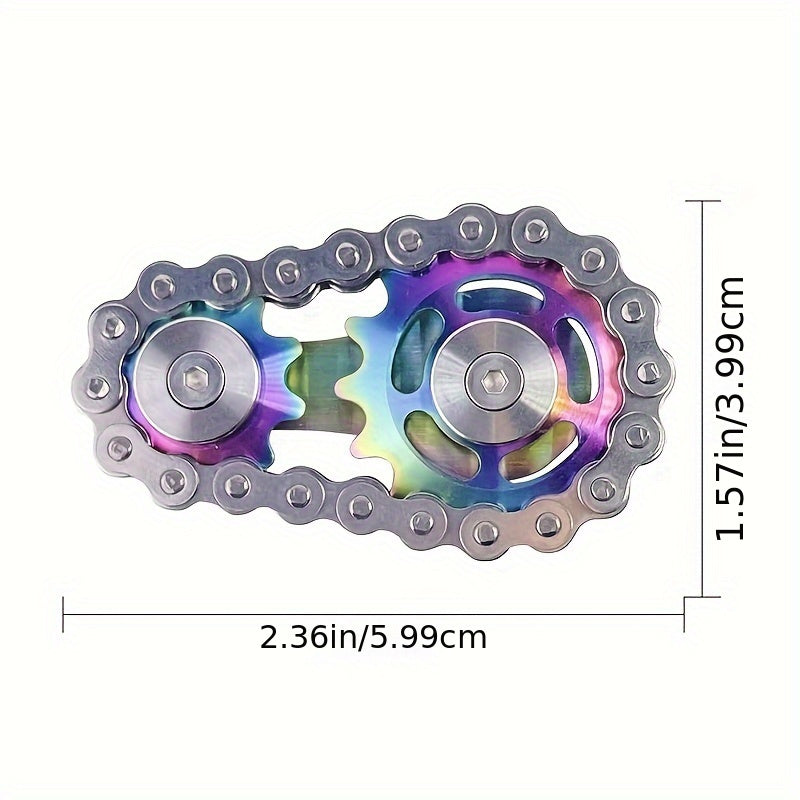 Finger Game With Rotating Gears Designed To Relieve Stress, Made Of Durable Stainless Steel With Smooth Bearings.
