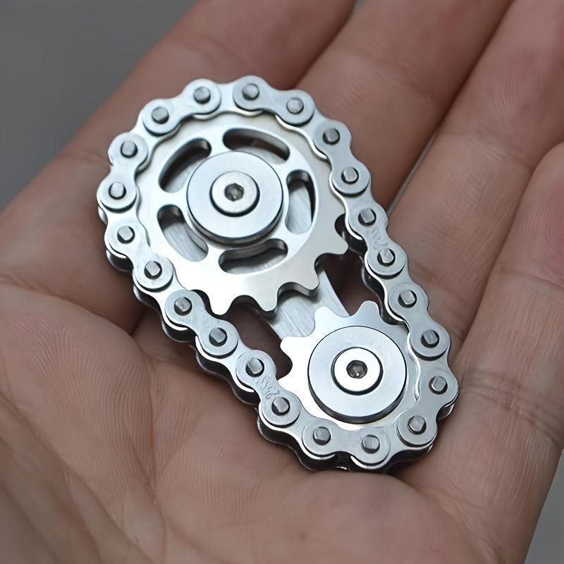 Finger Game With Rotating Gears Designed To Relieve Stress, Made Of Durable Stainless Steel With Smooth Bearings.